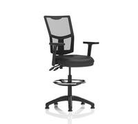 Eclipse Plus II Lever Task Operator Chair Mesh Back With High Rise Draughtsman Kit With Height Adjustable Arms Black Bonded Leather