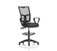Eclipse Plus II Lever Task Operator Chair Mesh Back With High Rise Draughtsman Kit With Loop Arms Black Bonded Leather