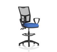 Eclipse Plus II Lever Task Operator Chair Mesh Back With High Rise Draughtsman Kit With Loop Arms Blue