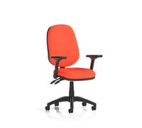 Eclipse Plus II Lever Task Operator Chair With Height Adjustable And Folding Arms Bespoke Colour Back And Seat Tabasco Orange