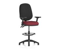 Eclipse Plus II Lever Task Operator Chair With High Rise Draughtsman Kit With Height Adjustable And Folding Arms Bespoke Colour Seat Ginseng Chilli