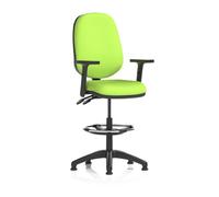 Eclipse Plus II Lever Task Operator Chair With High Rise Draughtsman Kit With Height Adjustable Arms Bespoke Colour Back And Seat Myrrh Green