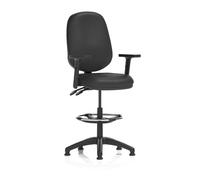 Eclipse Plus II Lever Task Operator Chair With High Rise Draughtsman Kit With Height Adjustable Arms Black Bonded Leather