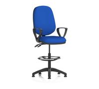 Eclipse Plus II Lever Task Operator Chair With High Rise Draughtsman Kit With Loop Arms Bespoke Colour Back And Seat Stevia Blue