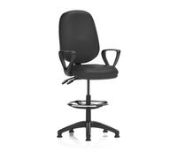 Eclipse Plus II Lever Task Operator Chair With High Rise Draughtsman Kit With Loop Arms Black Bonded Leather