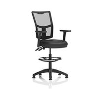 Dynamic Eclipse Plus II Medium Mesh Back Bonded Leather Seat Operator Office Chair Height Adjustable Arms & Hi Rise Draughtsman Kit Black - KC0435
