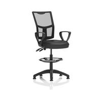 Eclipse Plus II Lever Task Operator Chair Mesh Back With Black Bonded Leather Seat With loop Arms With High Rise Draughtsman Kit