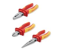 Eclipse Professional Tools PLIERV3PS VDE Electricians’ 3-Piece Plier Set - Insulated Professional Wire Cutters for High-Voltage Safety, Precision Cutting & Maximum Durability