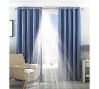 Eclipse Ringtop Eyelet Curtains (Pair) - Denim Blue - Total Blackout Lining - Ready Made - 100% Polyester - Machine Washable - 229 x 229cm (90" x 90" inches) - Made by Riva Paoletti