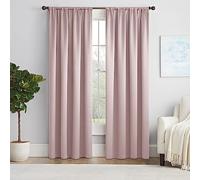 Eclipse Solid Thermapanel Modern Room Darkening Rod Pocket Window Curtain for Bedroom (1 Panel) 63" x 54" Curtain Panel in Blush