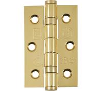Eclipse Steel Ball Bearing Door Hinges, 3 Inch 75mm, Grade 7 Fire Rated, One Pair & Screws (Polished Brass)