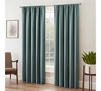 Eclipse Tricia Modern Room Darkening Thermal Rod Pocket Window Curtain for Bedroom (1 Panel), 52" x 63", River Blue