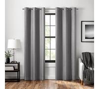 Eclipse Welwick Noise Reducing Herringbone Blackout Grommet Window Curtain with Magnetic Closure for Bedroom (1 Panel), 40 in x 63 in, Light Grey
