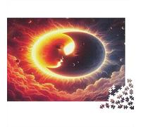 Eclipse Yin Yang Art 1000 Piece Jigsaw Puzzle Solar Eclipse Yin Yang Relaxing Stress Relief Recycled Cardboard for Adults & Kids Thoughtful Gift 38x26cm/1000pcs
