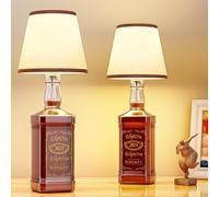 Eclipterra Cordless Bottle Lamp Shade Wireless RGB LED Wine Bottle Lamp with 3 Color Temperature 5000mAh Battery Portable Table Lamp for Indoor Outdoor Dining Bedroom with Remote (Beige, 2 Pack)