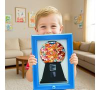 Eclipto Candy Dispenser Picture Frame, Hanging Gumball Machine in Frame, Handy Fast Distribution for Candies, Nuts, Pet Treats, Ideal Birthday & Holiday Gifts (Blue)