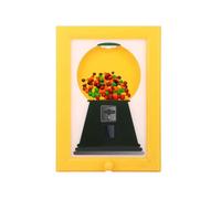 Eclipto Candy Dispenser Picture Frame, Hanging Gumball Machine in Frame, Handy Fast Distribution for Candies, Nuts, Pet Treats, Ideal Birthday & Holiday Gifts (Yellow)