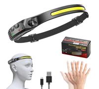 Eclipto Luxelight LED Headtorch, Head Torch Rechargeable＆230° Wide Beam Headtorch with Motion Sensor, 22 Hours Runtime, Waterproof Lightweight Headlamp for Running (1, 1 Front LED Lichtleiste)