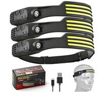 Eclipto Luxelight LED Headtorch, Head Torch Rechargeable＆230° Wide Beam Headtorch with Motion Sensor, 22 Hours Runtime, Waterproof Lightweight Headlamp for Running (3, 3 Front LED Lichtleiste)