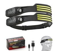 Eclipto Luxelight LED Headtorch, Head Torch Rechargeable＆230° Wide Beam Headtorch with Motion Sensor, 22 Hours Runtime, Waterproof Lightweight Headlamp for Running (2, 3 Front LED Lichtleiste)