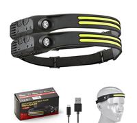 Eclipto Luxelight LED Headtorch, Head Torch Rechargeable＆230° Wide Beam Headtorch with Motion Sensor, 22 Hours Runtime, Waterproof Lightweight Headlamp for Running (2, 2 Front LED Lichtleiste)