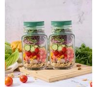 Eclipto Salad Jar, Salad Pod, Salads Containers for Lunch, Vertical Layering Salads Pod Container, Built-In Bowl + Leak-Proof Sauce Case, Portable Plastic Storage for Fruit & Lunch (2 Jars)