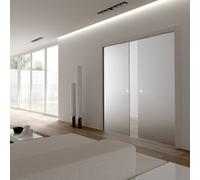 Eclisse Classic Double Plain Satin 8mm Glass Pocket Door 686 X 1981 115mm Fwt