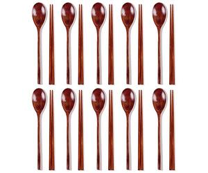 Ecloud Shop 10 Pairs Wooden Chopsticks Sets Korean Dinnerware Combinations