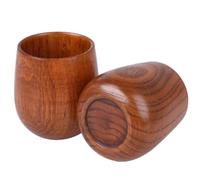 Ecloud Shop 2PCS Handmade Natural Solid Wooden Water Tea Cup Durable and Elegant 100ml