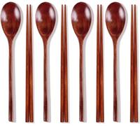 Ecloud Shop 4 Pcs Wooden chopsticks sets Korean dinnerware combinations