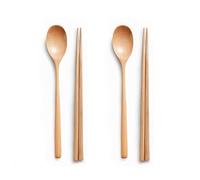 Ecloud Shop® Wooden spoon chopsticks sets Korean dinnerware combinations 2pcs