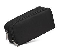 Eclovane 1 Pcs Black Zipper Pencil Case - Large Capacity Stationery Organizer for School & Office, Durable Fabric Pen Pouch with Compartments