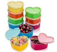 Eclovane 10Pc Small Food Containers with Lids - 90ML Heart-Shaped Snack Pots for Kids Lunches, Sauces & Meal Prep, Reusable Plastic Mini Storage Boxes