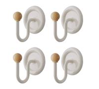 Eclove Set of 4 Towel Hooks Without Drilling, Round Hook with Wood Grain, Coat Hook, Wall Hook Self-Adhesive Towel Holder for Bathroom Toilet Kitchen (White)