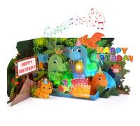 Ecloverlife 5th Dinosaur Birthday Card - 3D Pop Up with Lights & Music, Interactive Musical Card for Boy,Girl,Son, Daughter, Grandson, Granddaughter - Perfect for 5-Year-Old Dinosaur Lovers