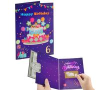 Ecloverlife 6th Musical Birthday Cards with Scratch Off Feature Funny Birthday Cards with Money Holder for Cash Gifts for Boys and Girls 6-Year-Old