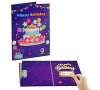 Ecloverlife Music Birthday Card with Scratch Field & Light for 9th Birthday, Money Gift with Writeable Scratch Card - Birthday Card, Birthday Voucher for 9 Year Old Children, Boys, Girls