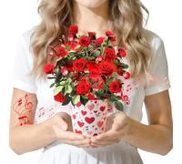 Ecloverlife Musical Valentine's Day Card, 8.8 In Rose Bouquet, Valentines Day Rose Pop Up Card with Music & Lights for Her, Wife, Girlfriend, Woman