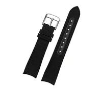 EcLusE Curved End Nylon Genuine Leather Watch Band for Men Canvas Sport Watch Strap,20mm