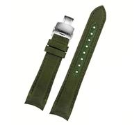 EcLusE Curved End Nylon Genuine Leather Watch Band for Men Canvas Sport Watch Strap,22mm
