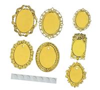 ECMQS 1/12 Doll House 7PCS Metal Hollow Frame Miniature, Gold | Hollow Frame Accessories for 1 / 12 Doll House Scene Arrangement and Model Project Activity Props Display