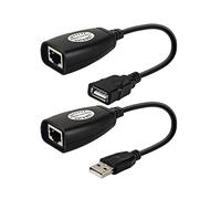 ECMQS 1 Pair USB to RJ45 LAN Ethernet Extension Cable Adapter 50M Distance Extender Converter Over Cat5E / 6 Cord Computer Ethernet Extension Cable