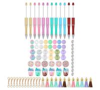 ECMQS 100Pcs Ballpoint Pen Set with Beadable Ballpoint Pen, Beads, Hooks and Tassels, Funny Writing Comfortable Writing