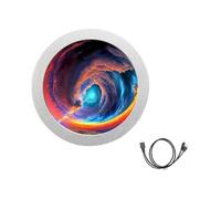 ECMQS 2.8Inch Round USB Secondary Monitor for with Music Spectrum Analysis Metal Case USB Secondary Screen
