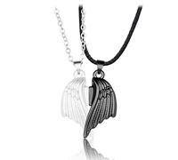 ECMQS 2Pcs Magnet Attract Angel Rope Link Chain Pendant Necklace Friendship Couple Puzzle Clavicle Jewelry Matching Couple Jewelry Necklace for Him and Her Boyfriend and Girlfriend Set