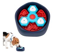 ECMQS 3 Compartment Revolving Slow Feed Dog Bowl with Secure, Red | Stackable Dog Feeding Tray with Sliding Panels for Dry or Wet Food and Neat Meals to Extend Meal Times Safely