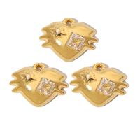 ECMQS 3pcs Practical Stainless Steel Jewelry Charm with French Crystals Cats Paws and Love Heart Necklace Pendant Wear Stylish Jewelry for Adults