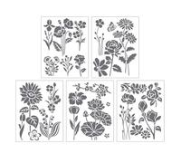 ECMQS 5Pcs Drawing Templates for Journal Photo, Flowers | PET Painting Templates for Kids Art Painting Making, Wall Decoration, Home Decoration and Photo