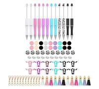 ECMQS 86Pcs Ballpoint Pen Set with Beadable Ballpoint Pen, Beads, Hooks and Tassels, Funny Writing Comfortable Grip