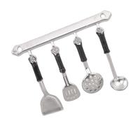 ECMQS Alloy Miniature Kitchen Tool Set for Dollhouses | Alloy Miniature Cookware Set, Shovel Spoon Storage Design, Toy Accessory for Kids Play, Compact Storage